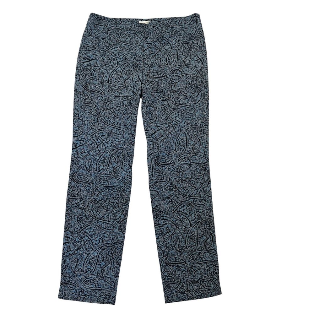 J Jill Womens Straight Leg Paisley Pattern Blue Pants Size 6